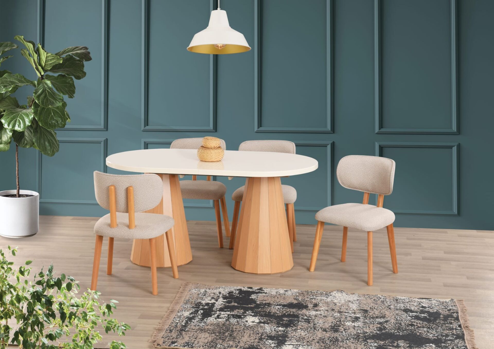 Uyar (Sadece Masa) Ekru Piramit Ayak  90*160+30 Pota Açılabilir Masa