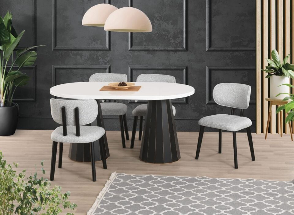 Uyar Beyaz 4 Adet Rüya Sandalye 90*160+30 Pota Açılabilir Masa Takımı