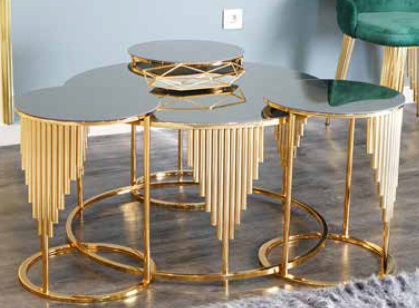 Mim Bronz - Gold Sütun 3+1 Orta Sehpa