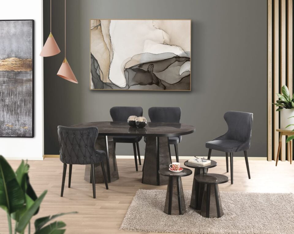 Uyar Irony 4 Adet Kelebek Sandalye 90*160 Pota Sabit Masa Takımı