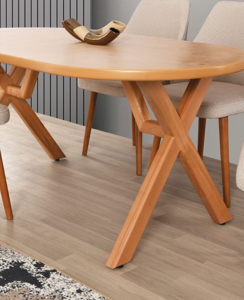 Uyar Kayın Kaplama 4 Adet Verona Sandalye 90*160 Sahra Sabit Masa Takımı