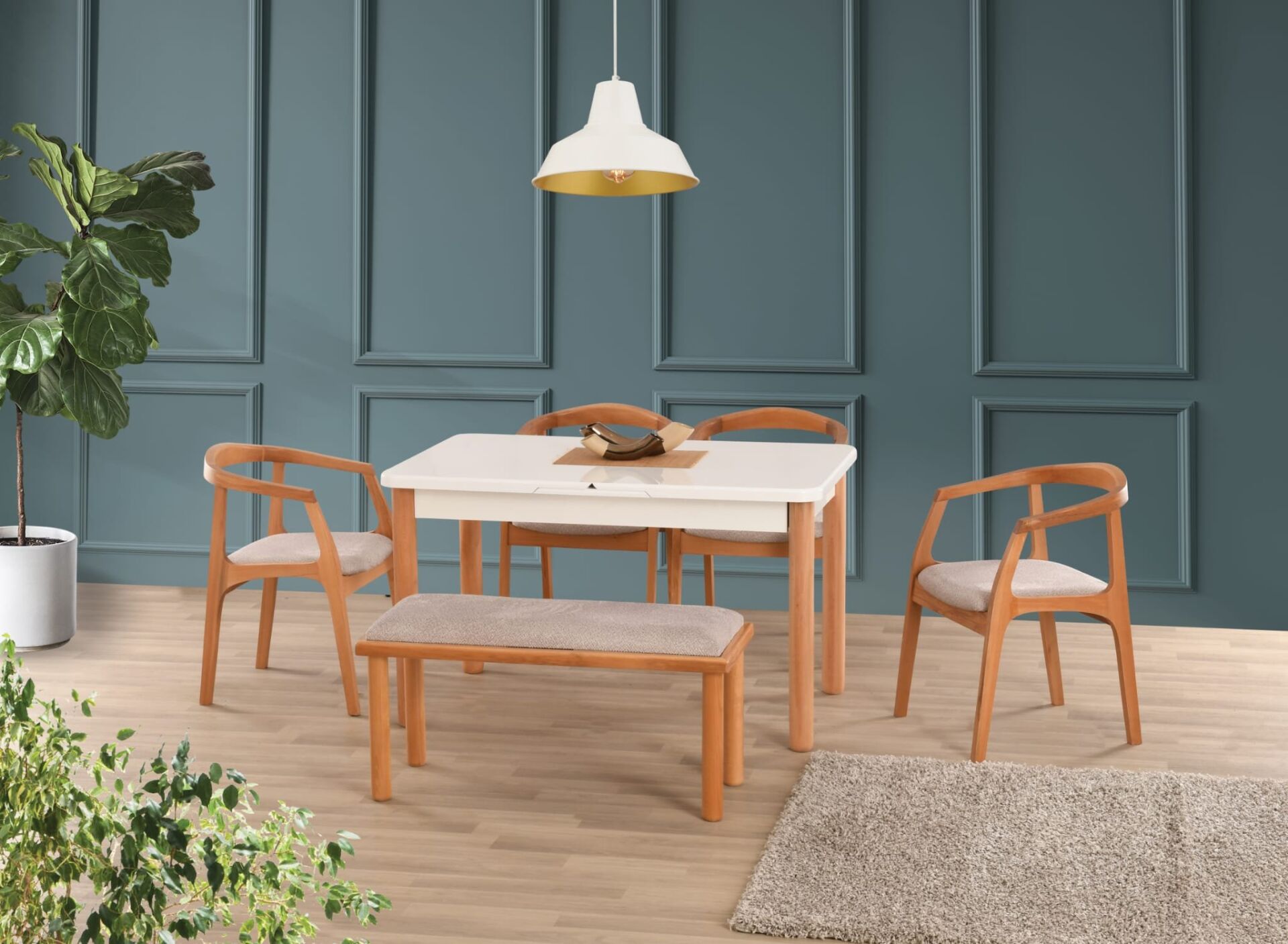 Uyar (Sadece Masa) Beyaz Highgloss 90*160+30 Pars Açılabilir Masa