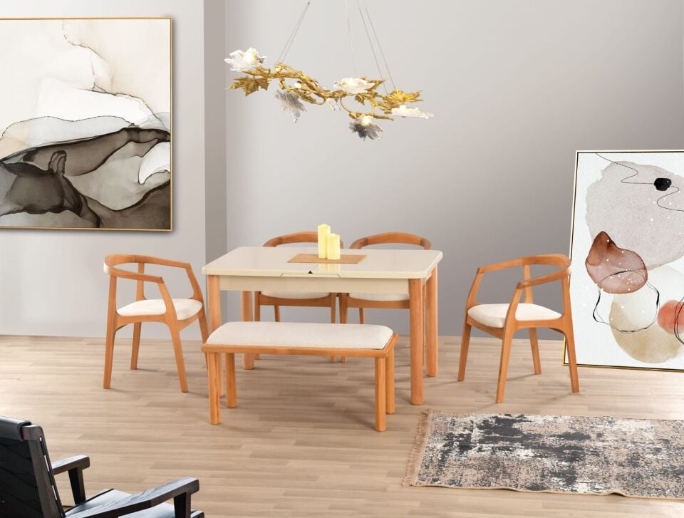 Uyar (Sadece Masa) Cappuccino Highgloss 90*160+30 Pars Açılabilir Masa