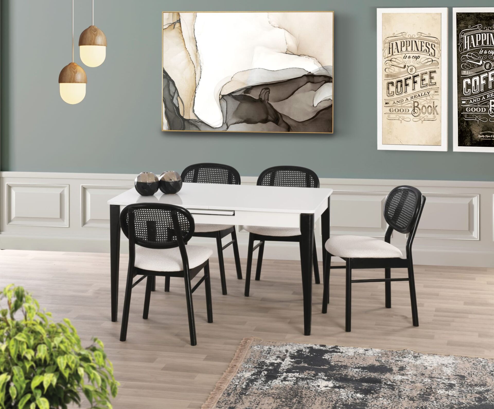 Uyar Beyaz 4 Adet Milenyum Sandalye 160+30 Paris Açılabilir Masa Takımı