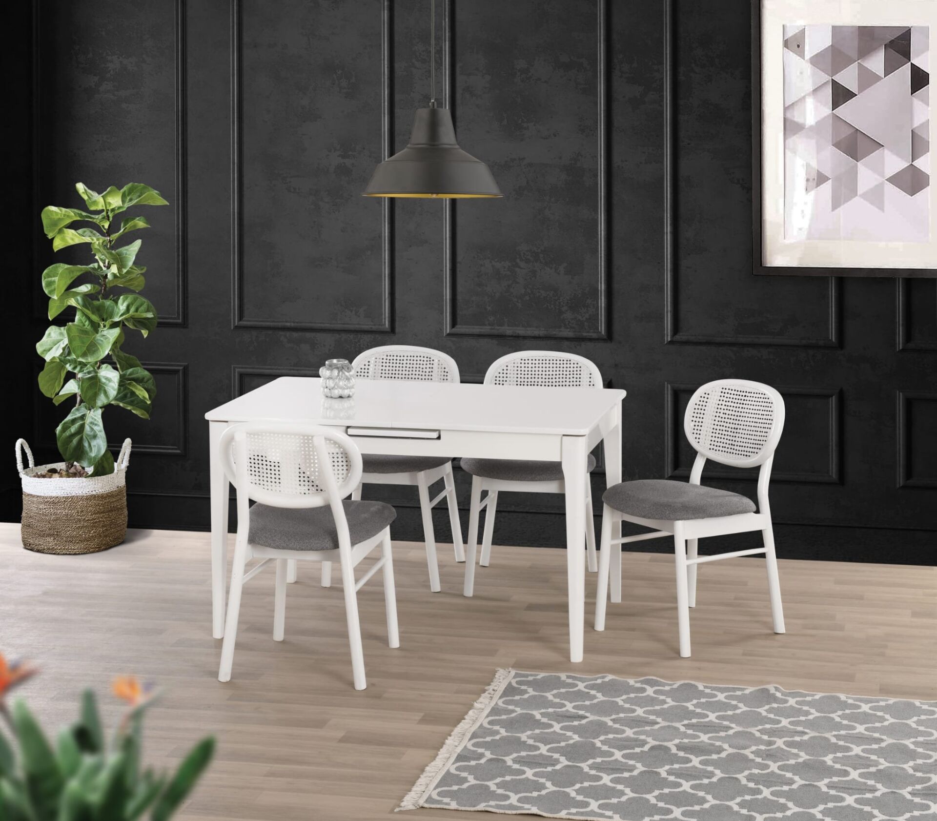 Uyar Beyaz 4 Adet Milenyum Sandalye 160+30 Paris Açılır Masa Takımı