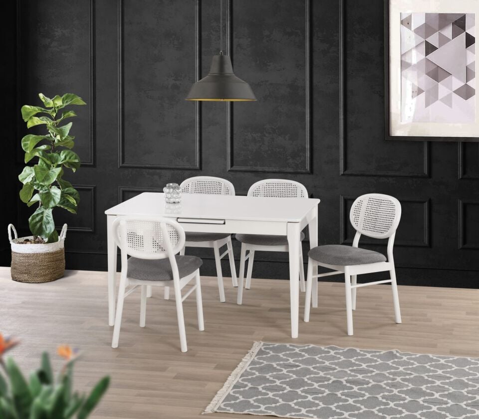 Uyar Beyaz 4 Adet Milenyum Sandalye 160+30 Paris Açılır Masa Takımı