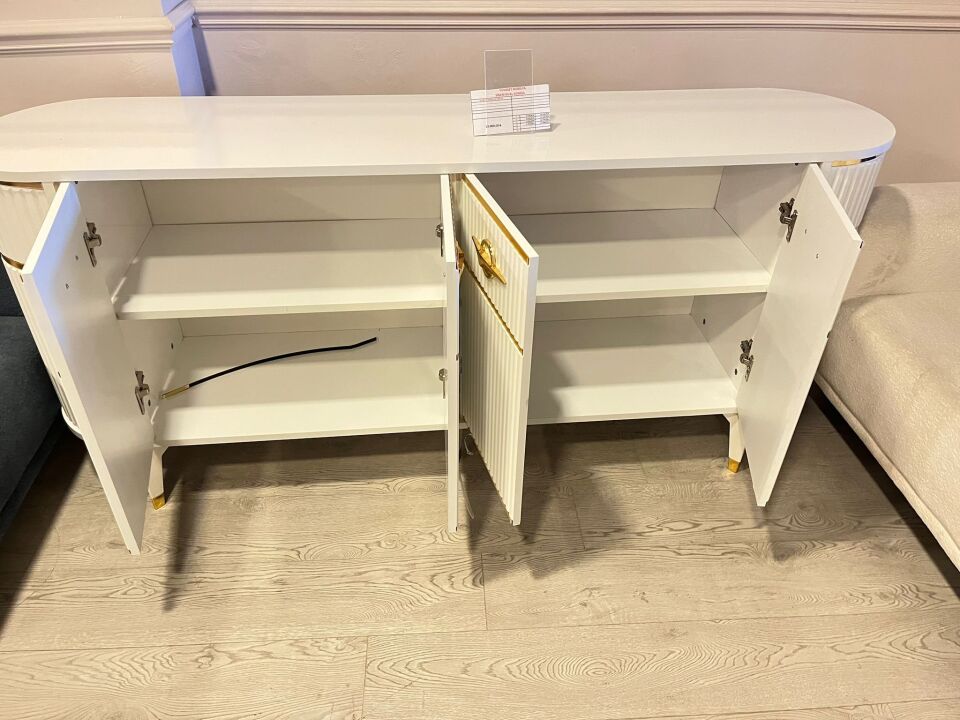 Beyaz - Gold Sinem Oval Konsol