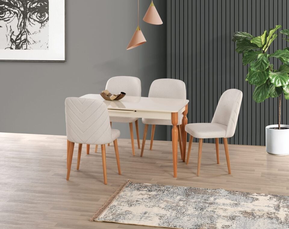 Uyar (Sadece Masa) Ekru Highgloss 80*160+30 Eliz Açılabilir Masa