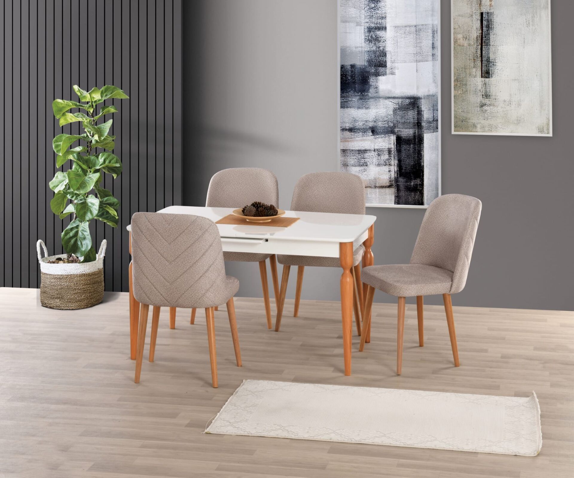 Uyar (Sadece Masa) Beyaz Highgloss 80*160+30 Eliz Açılabilir Masa