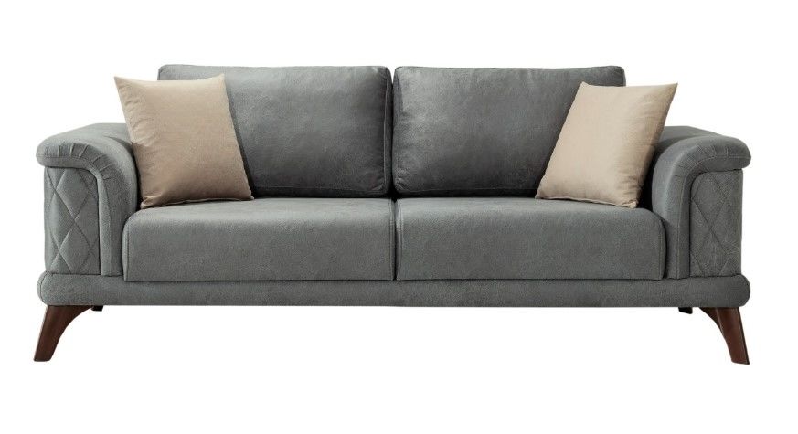Piya Krem/Yeşil Ahşap Ayaklı Koltuk Takımı