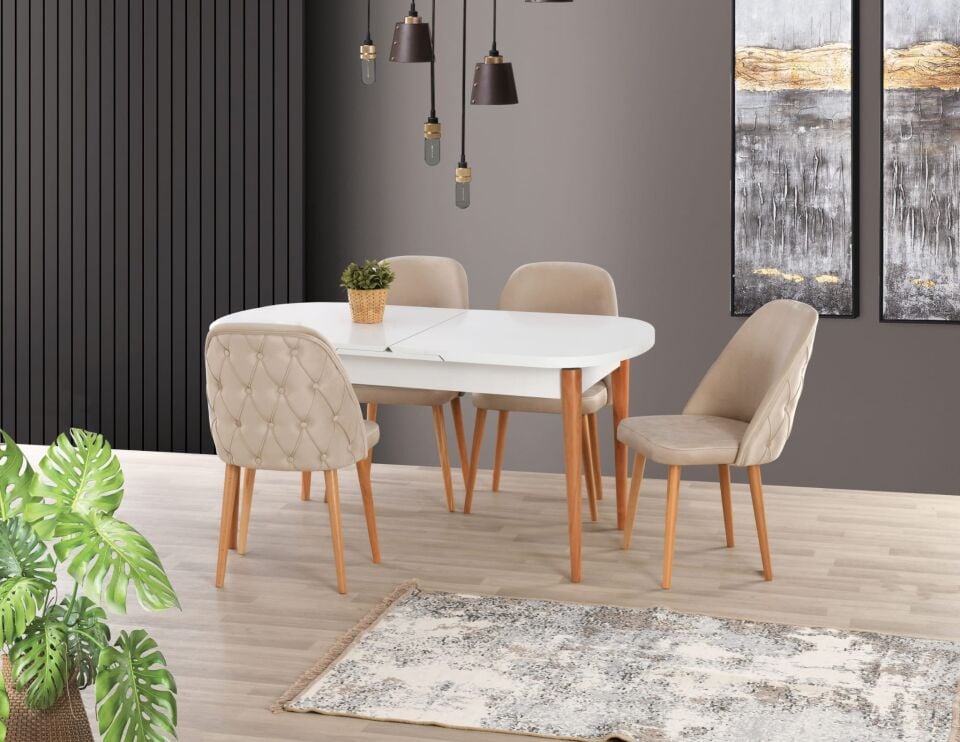 Uyar (Sadece Masa) Beyaz 90*160+30 Kelebek Açılabilir Masa