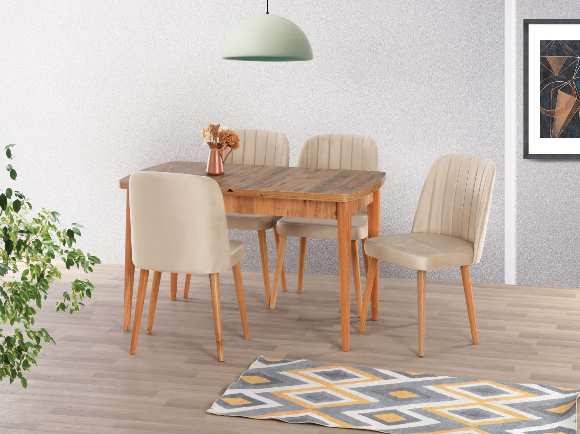 Uyar (Sadece Masa) Antik Çam 75*130+30 Kelebek Açılabilir Masa