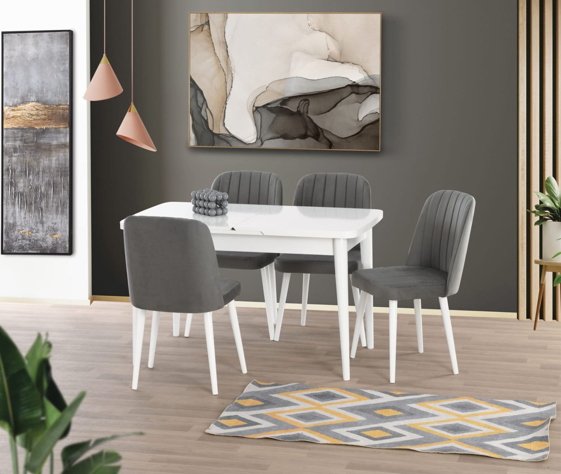 Uyar (Sadece Masa) Beyaz 75*130+30 Kelebek Açılır Masa