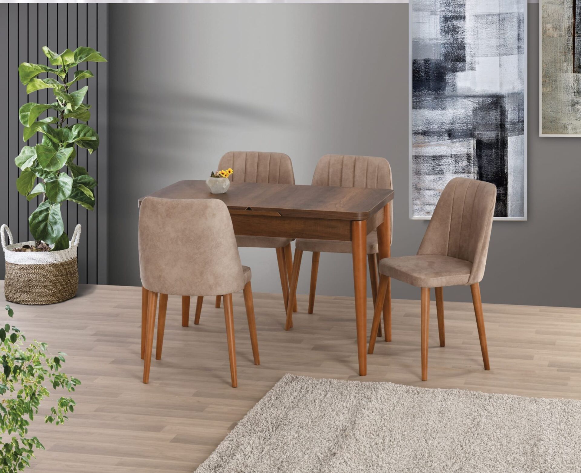 Uyar (Sadece Masa) Barok Ceviz 75*130+30 Kelebek Açılır Masa