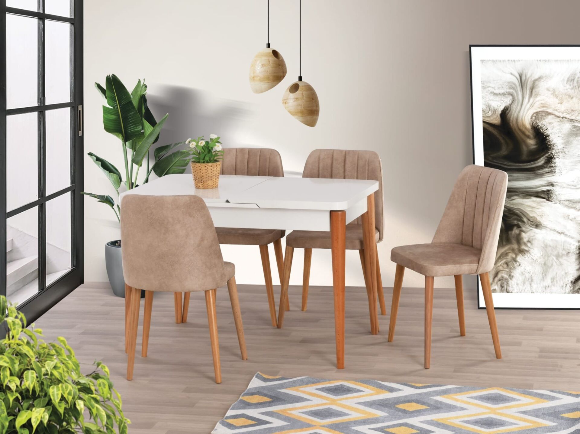 Uyar (Sadece Masa) Beyaz 70*110+30 Kelebek Açılabilir Masa