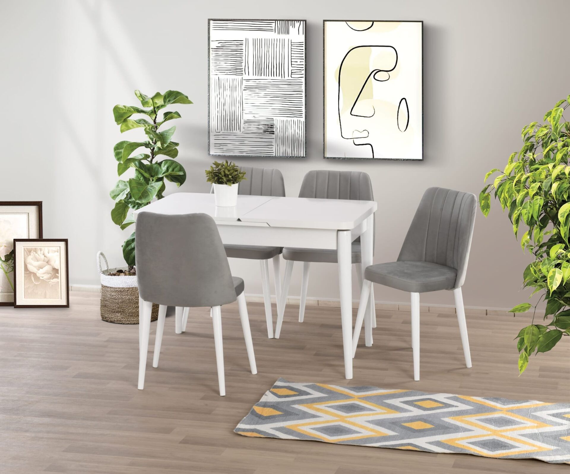 Uyar (Sadece Masa) Beyaz 70*110+30 Kelebek Açılır Masa