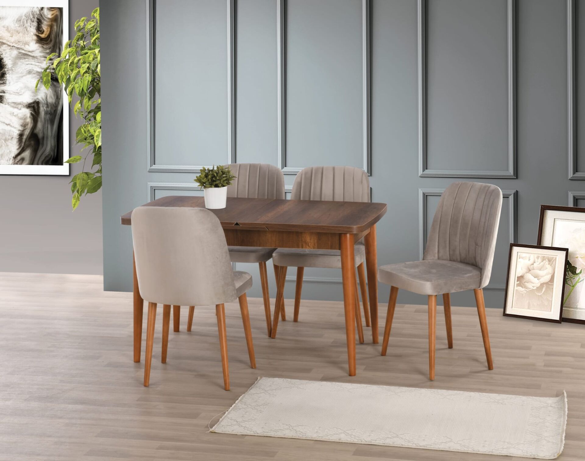 Uyar (Sadece Masa) Barok Ceviz 70*110+30 Kelebek Açılır Masa