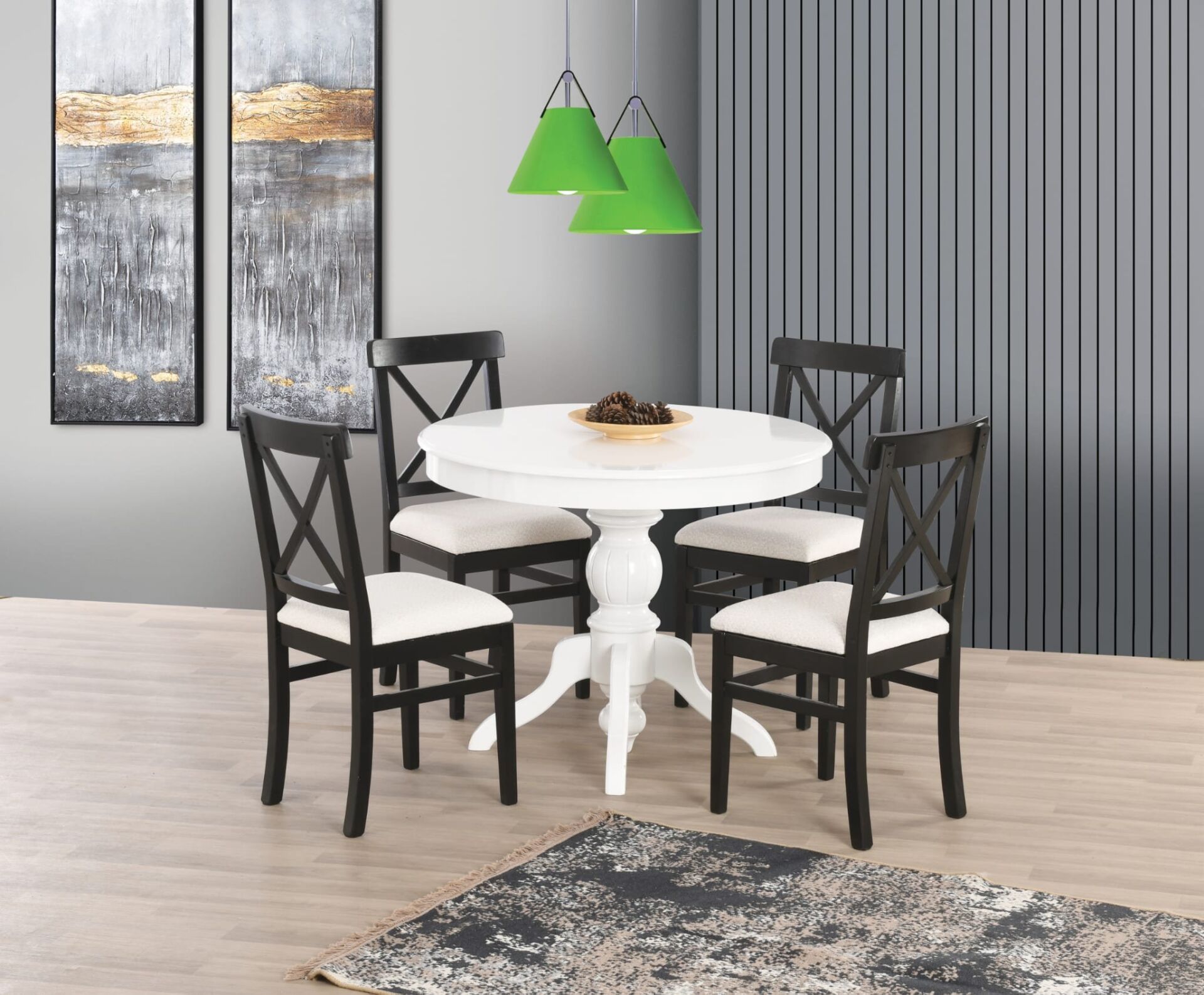 Uyar Beyaz 4 Adet Alaçatı Sandalye 100*100+30 Fiskos Açılır Lake Masa Takımı