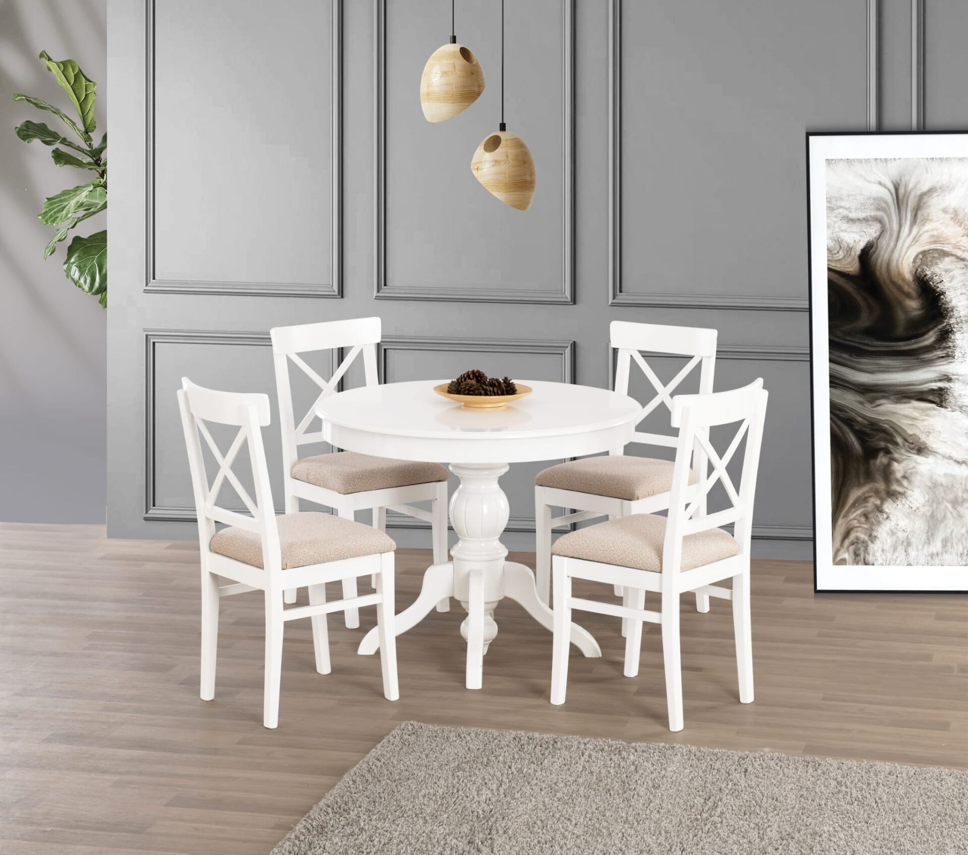 Uyar (Sadece Masa) Beyaz 100*100+30 Fiskos Açılabilir Lake Masa