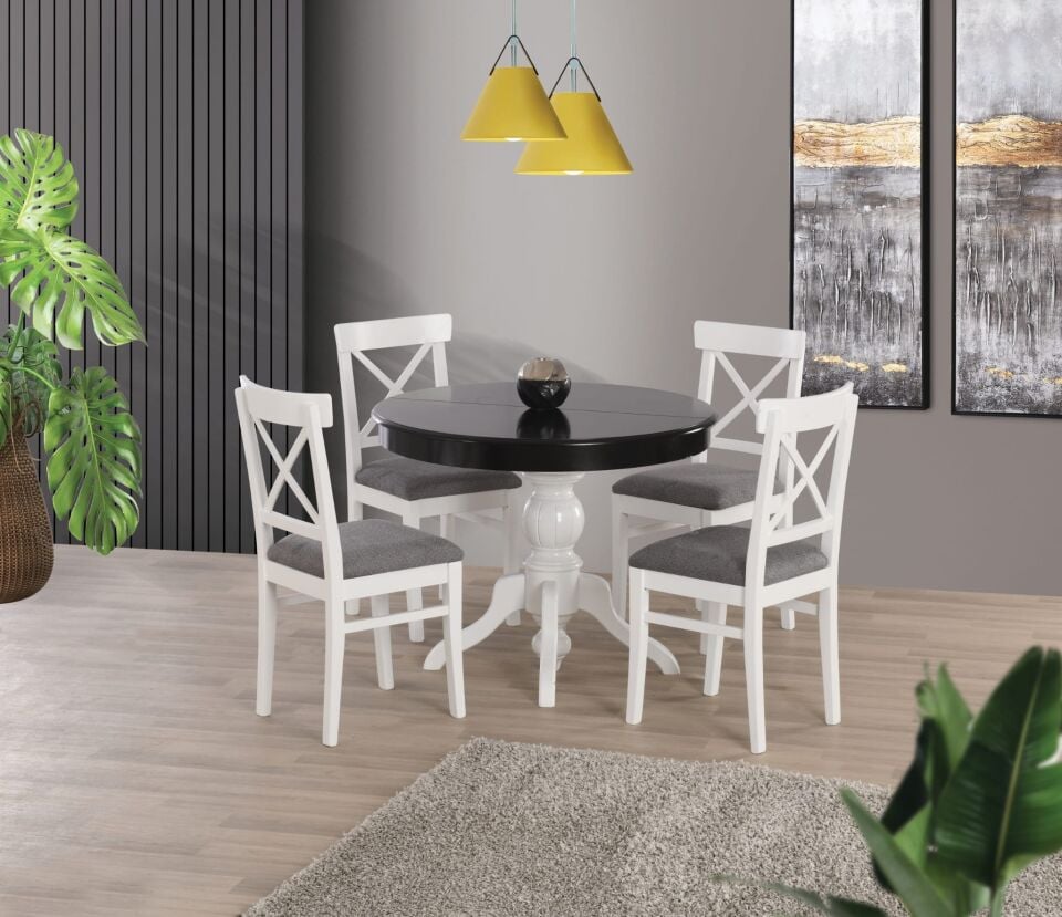 Uyar Siyah 4 Adet Alaçatı Sandalye 100*100+30 Fiskos Açılabilir Lake Masa Takımı