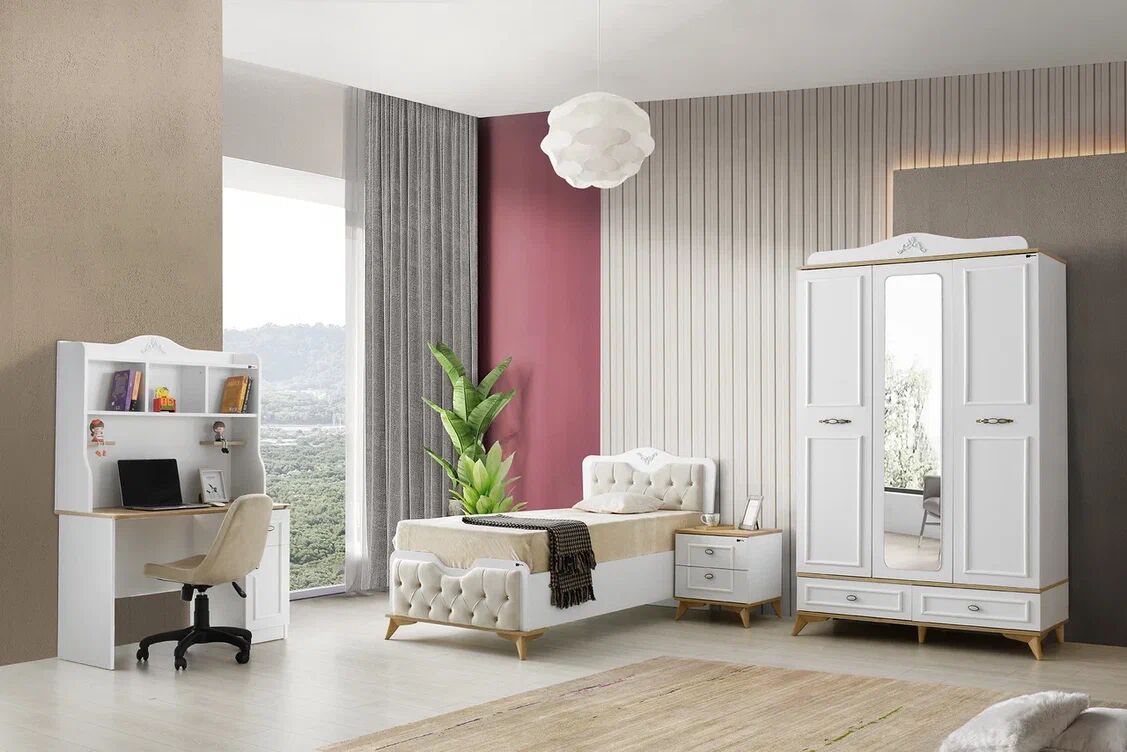 Gitar Viyana 3 Kapılı Dolap Bazalı Karyola Genç Odası Takımı