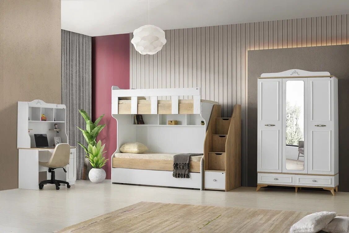 Gitar Viyana 3 Kapılı Dolap Ranzalı Genç Odası Takımı