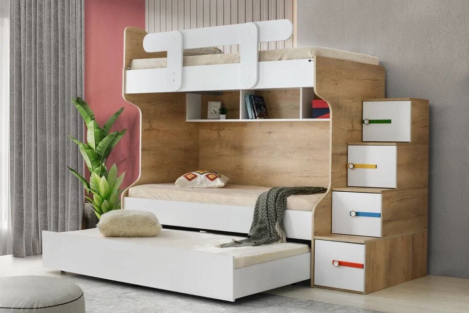 Gitar Pikolo 3 Kapılı Dolap Ranzalı Genç Odası Takımı