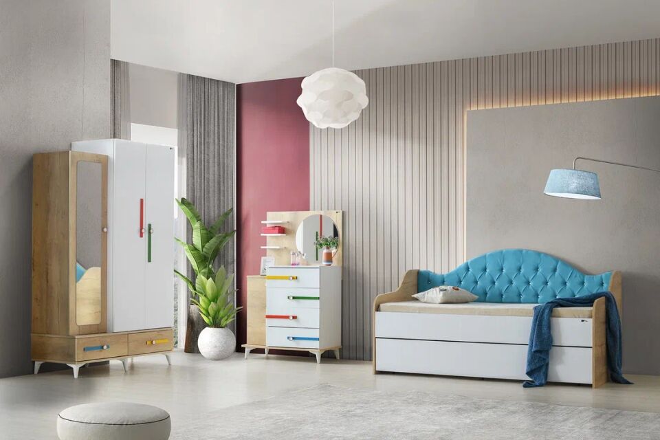 Gitar Pikolo 3 Kapılı Dolap Sedir Karyola Genç Odası Takımı