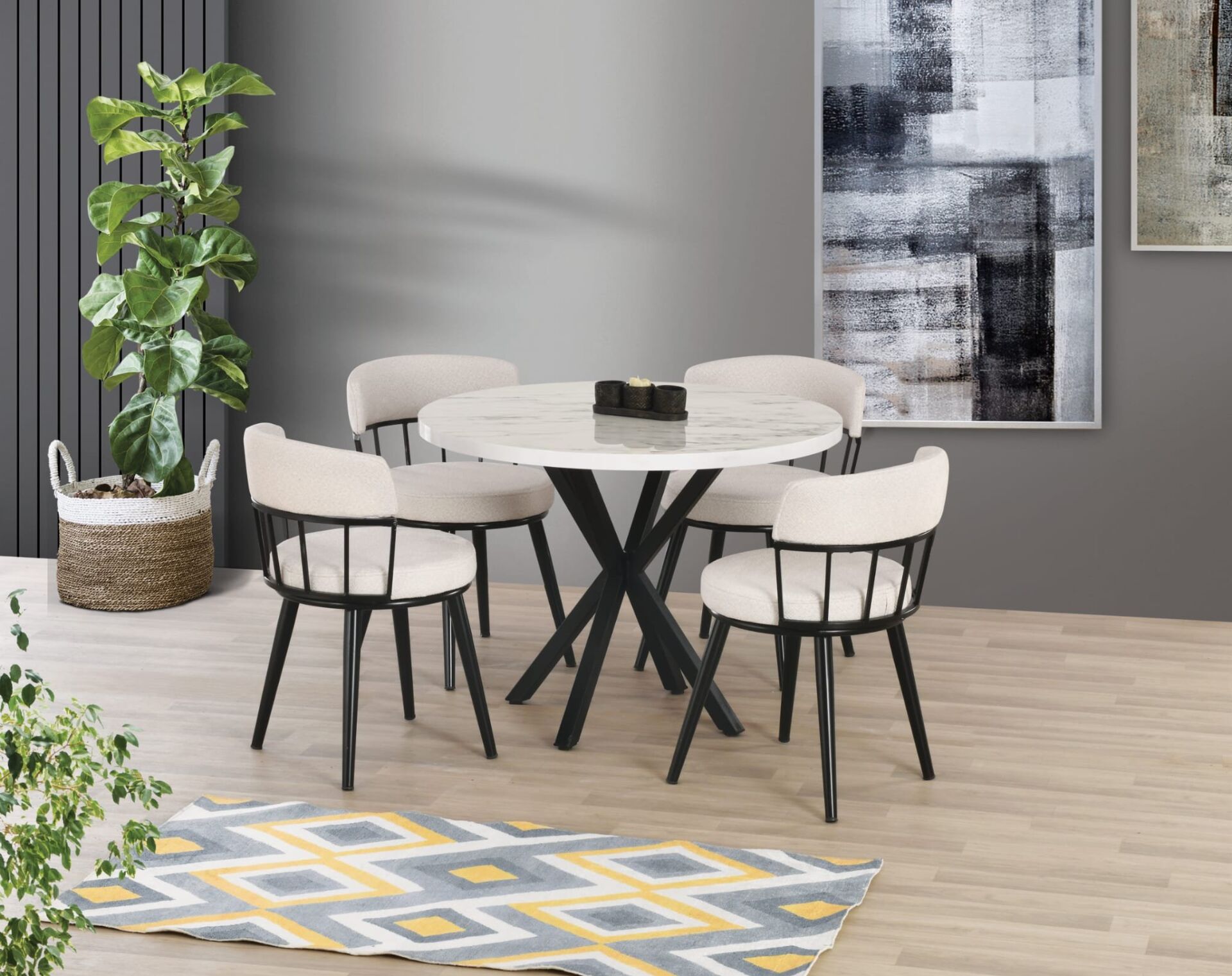 Uyar (Sadece Masa) Marmo Ahtapot Metal Ayak 100*100 Pota Sabit Masa