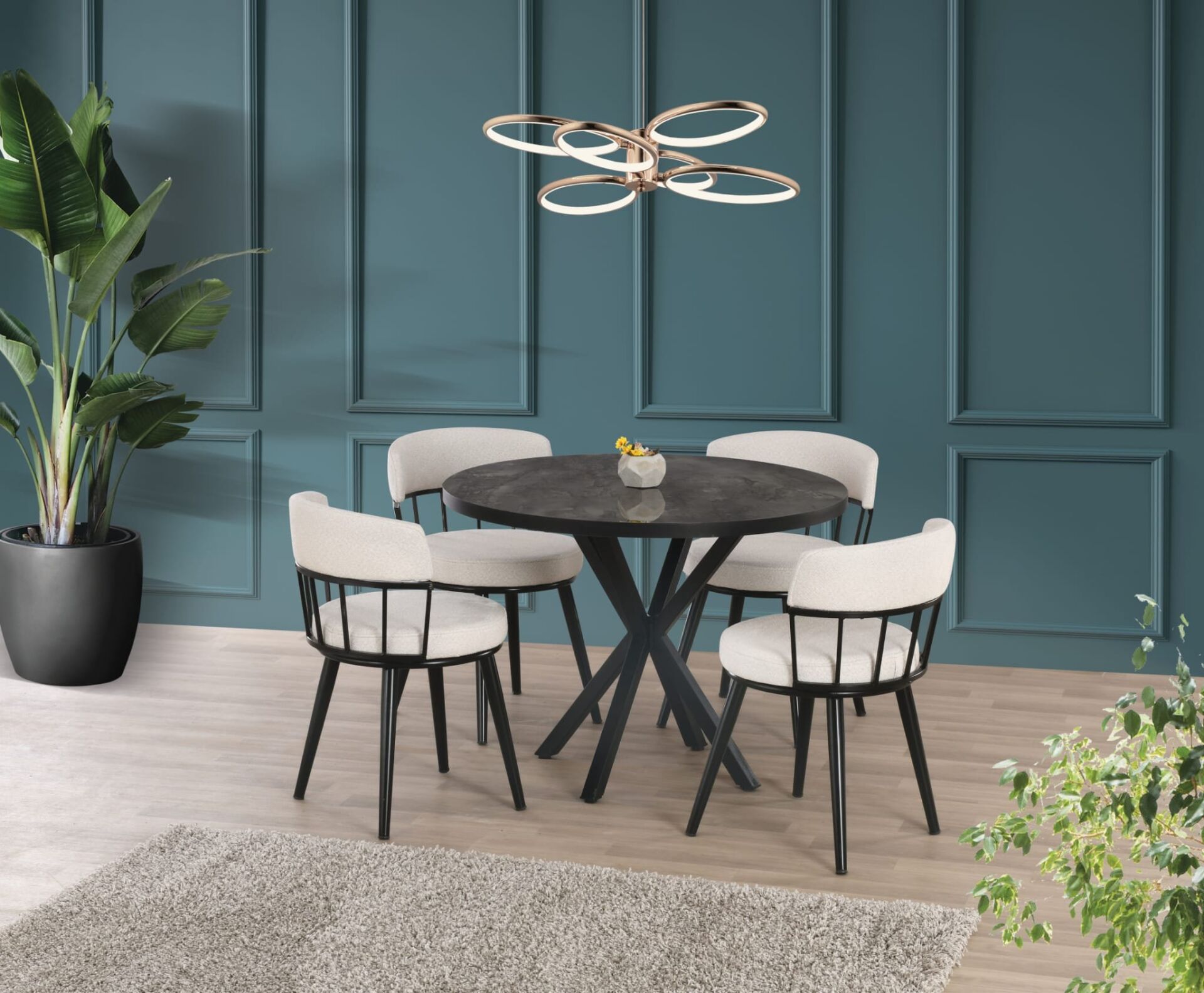 Uyar Irony Ahtapot Ayak 4 Ayak İstanbul Sandalye 100*100 Pota Sabit Masa Takımı