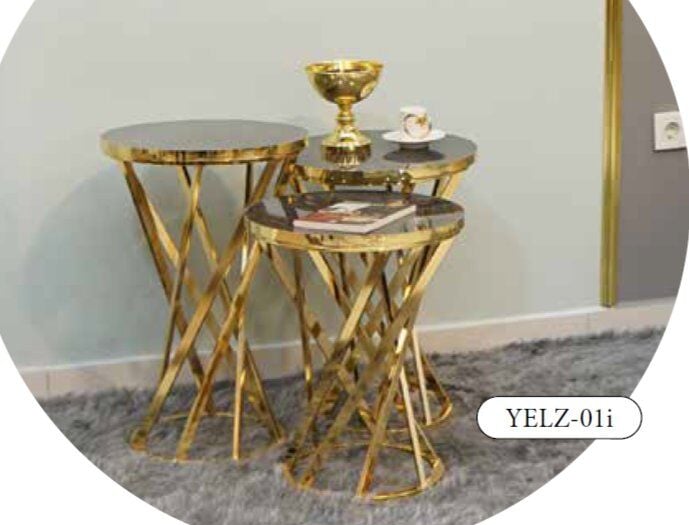 Mim Bronz - Gold Yelpaze Zigon Sehpa