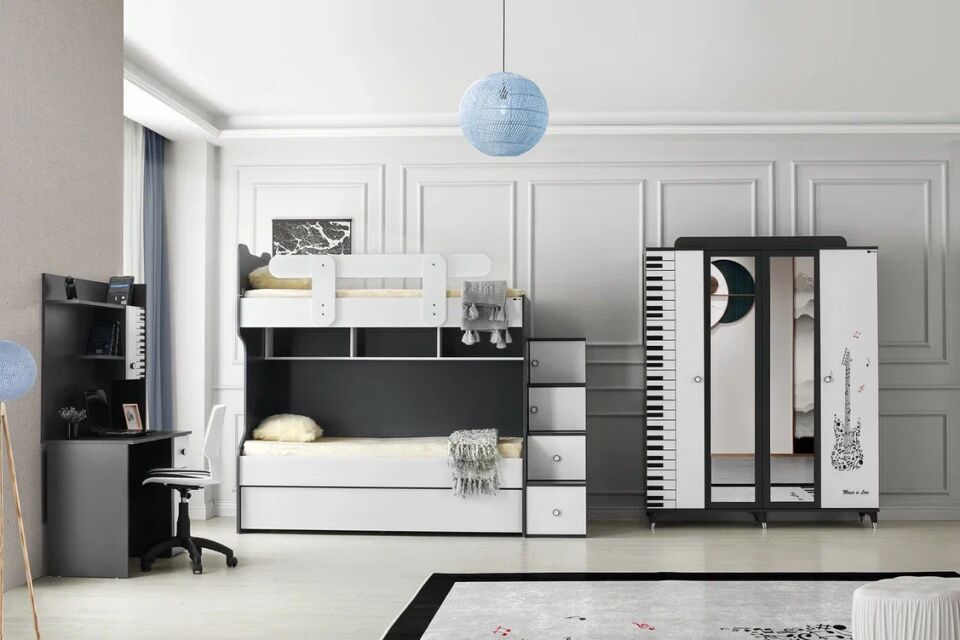 Gitar 4 Kapılı Dolap Ranzalı Genç Odası Takımı