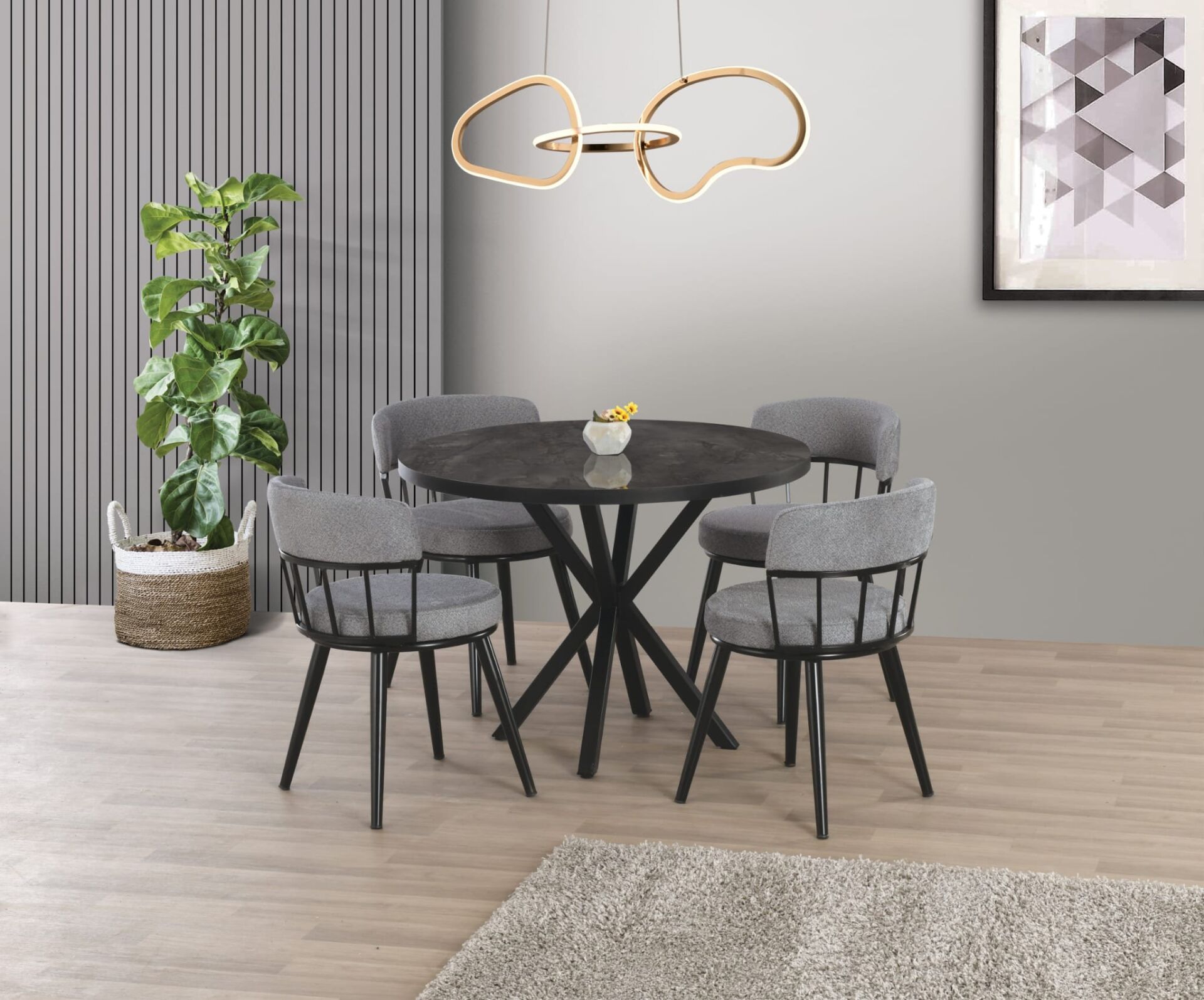 Uyar Irony Highgloss 4 Adet İstanbul Sandalye 100*100 Pota Sabit Masa Takımı