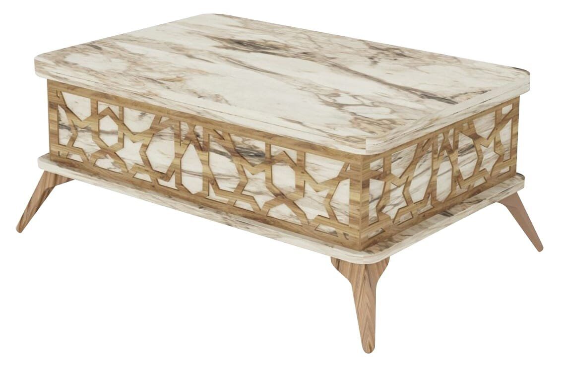 Uyar Beyaz Mermer 90*60 Yıldız Akıllı Sehpa