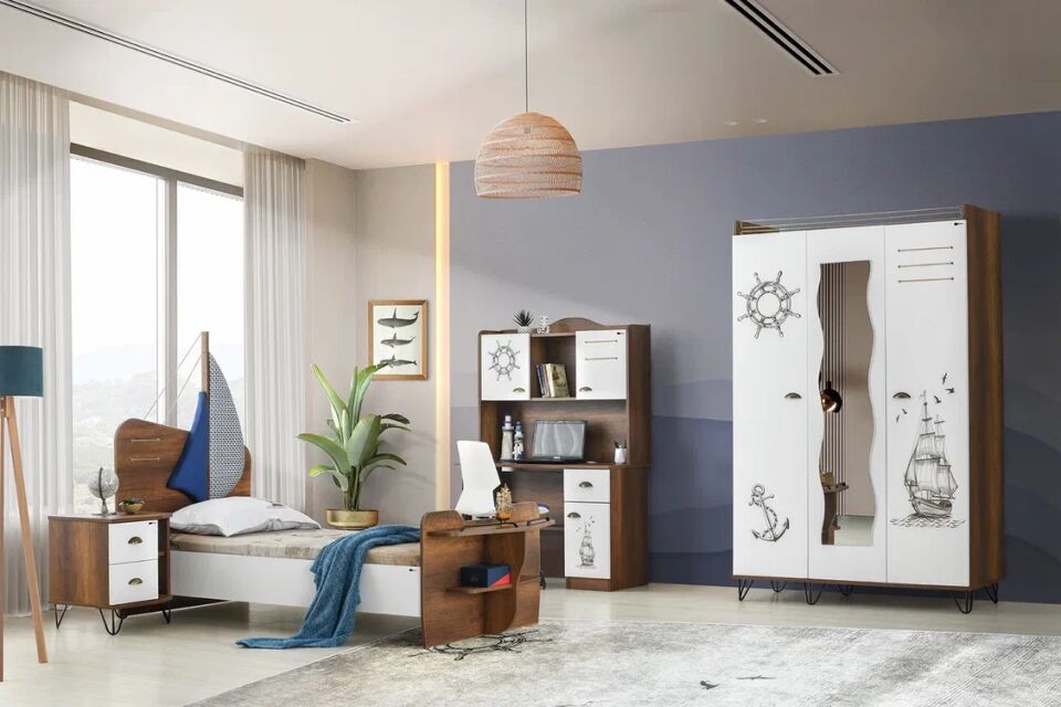 Gitar Kaptan 3 Kapılı Dolap Karyola Genç Odası Takımı