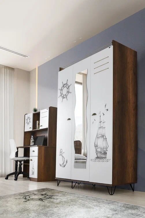 Gitar Kaptan 3 Kapılı Dolap