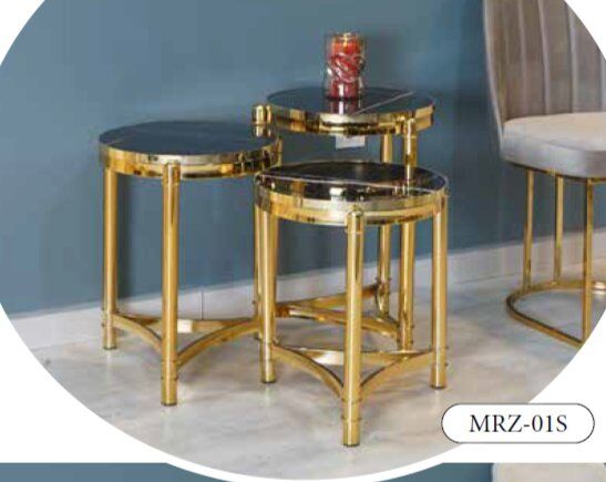 Mim Siyah Mermer - Gold Mersedes Zigon Sehpa