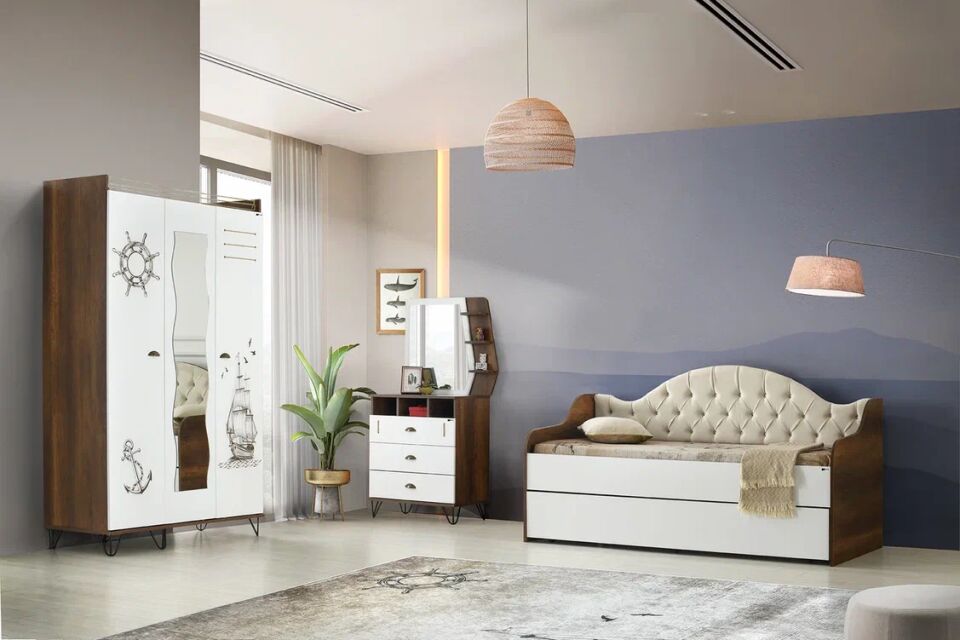 Gitar Kaptan 3 Kapılı Dolap Sedir Karyola Genç Odası Takımı