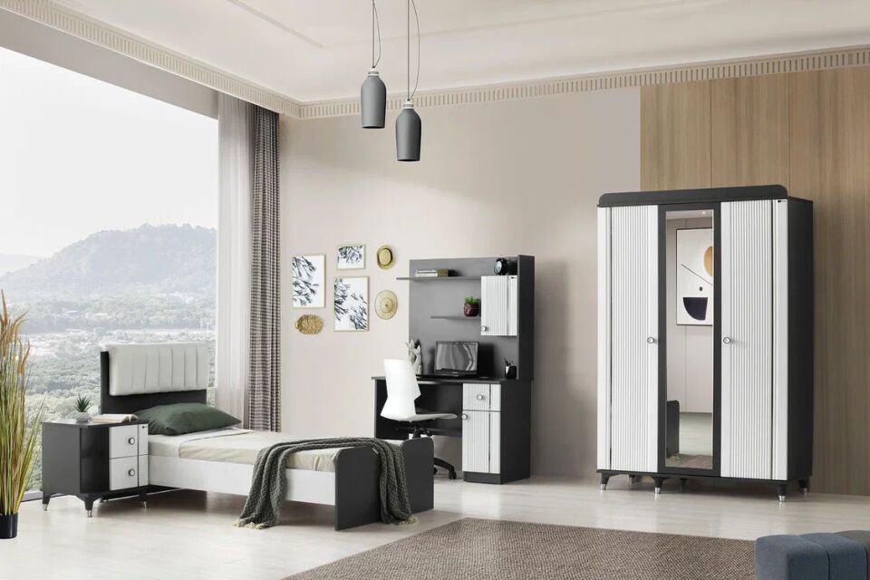 Gitar Amazon 3 Kapılı Dolap Karyola Genç Odası Takımı