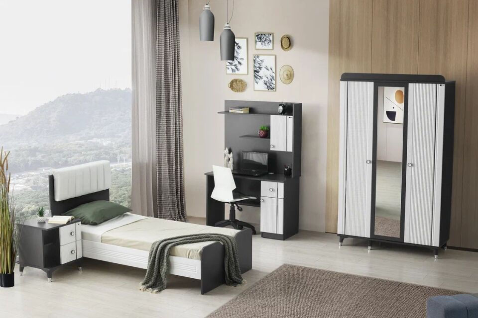 Gitar Amazon 3 Kapılı Dolap Karyola Genç Odası Takımı