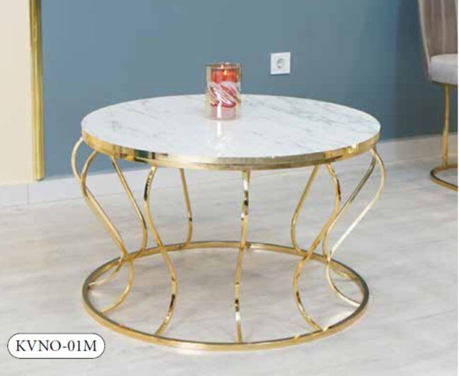 Mim Beyaz Mermer - Gold Kavanoz Orta Sehpa