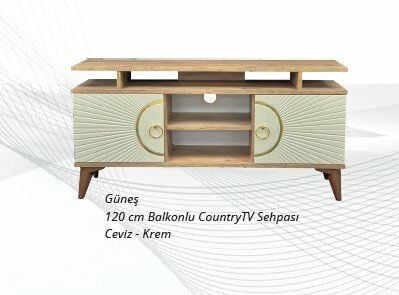 Güneş 120 cm Balkonlu Country Televizyon (Tv) Sehpası