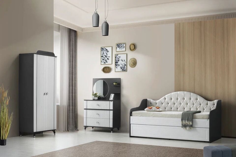 Gitar Amazon 2 Kapılı Dolap Sedir Karyola Genç Odası Takımı