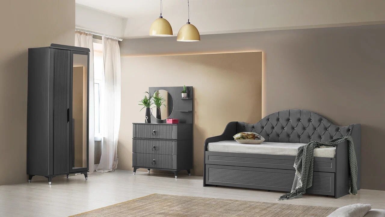 Gitar Atlantik 2 Kapılı Dolap Sedir Karyola Genç Odası Takımı