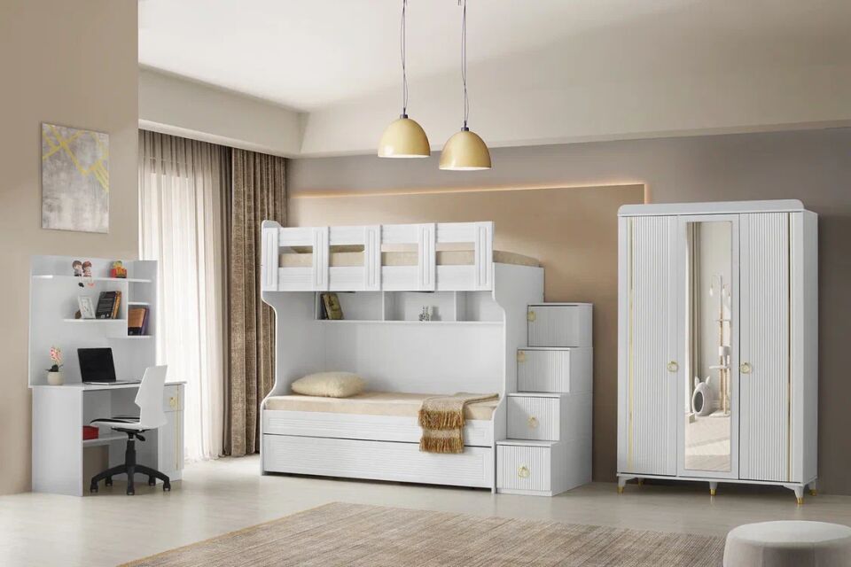 Gitar Meriç 3 Kapılı Dolap Ranzalı Genç Odası Takımı