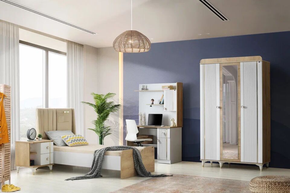 Gitar Tuna 3 Kapılı Dolap Karyola Genç Odası Takımı