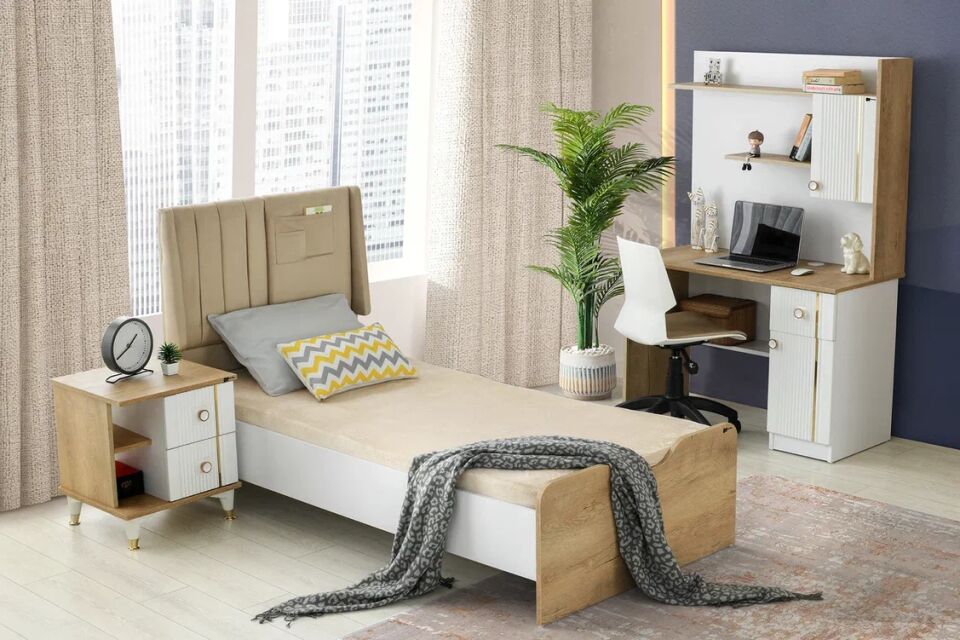 Gitar Tuna 3 Kapılı Dolap Karyola Genç Odası Takımı