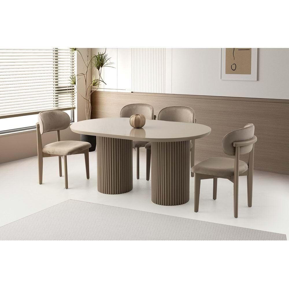 Mobilgen Cappicino 4 Adet Nergis Sandalye Orkide HG Masa Takımı