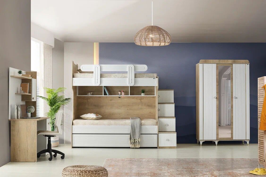 Gitar Tuna 3 Kapılı Dolap Ranzalı Genç Odası Takımı