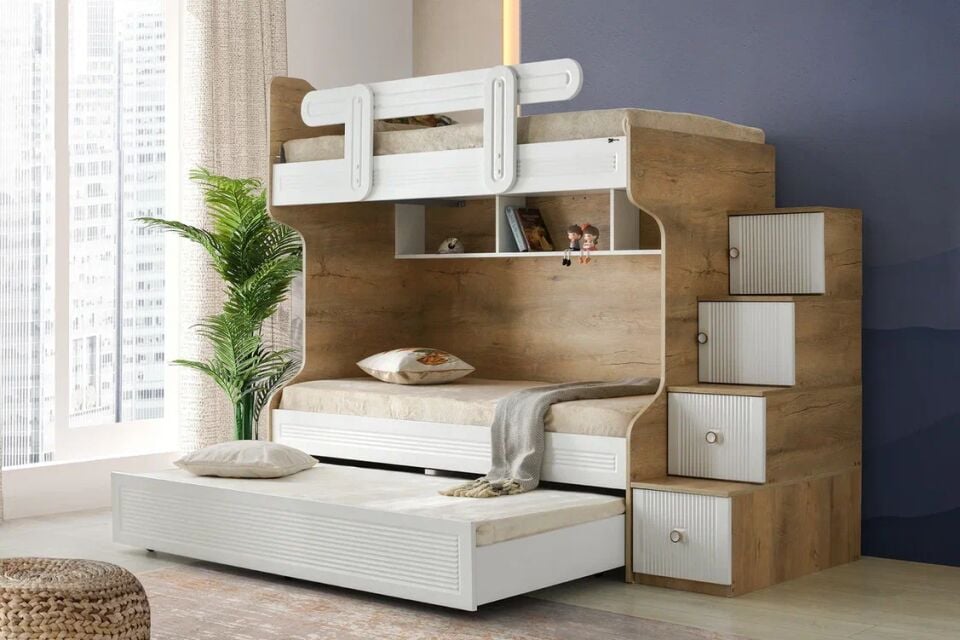 Gitar Tuna 3 Kapılı Dolap Ranzalı Genç Odası Takımı